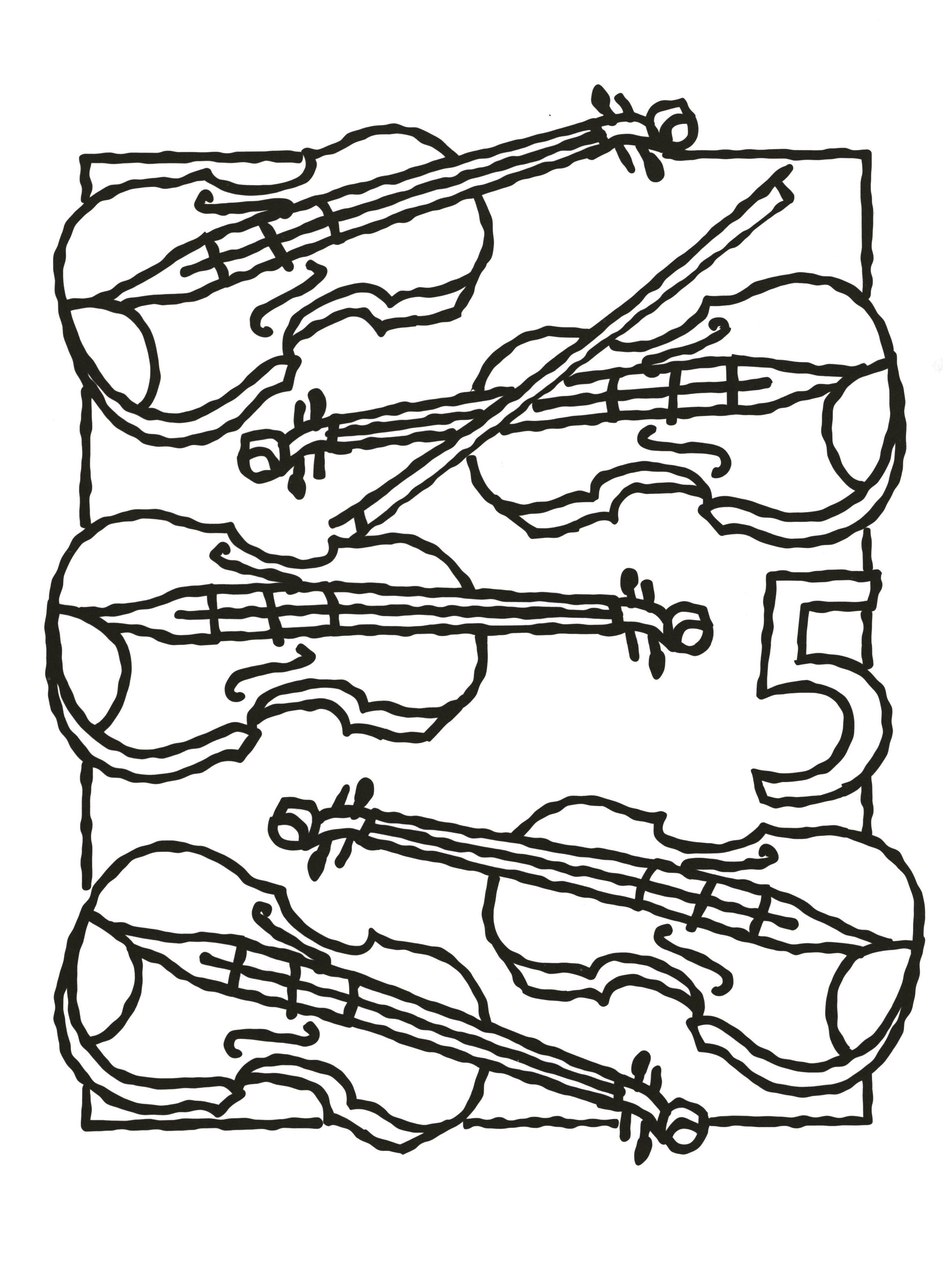 Cuenta y colorea: Instrumentos musicales