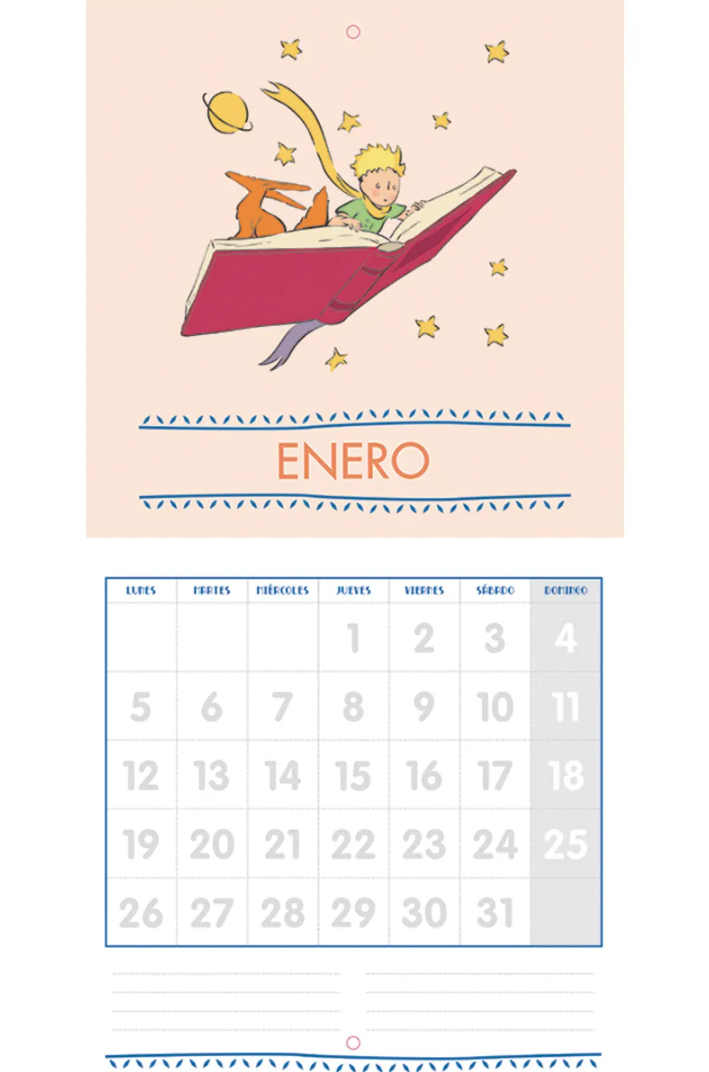 Calendario de pared 2026 El Principito