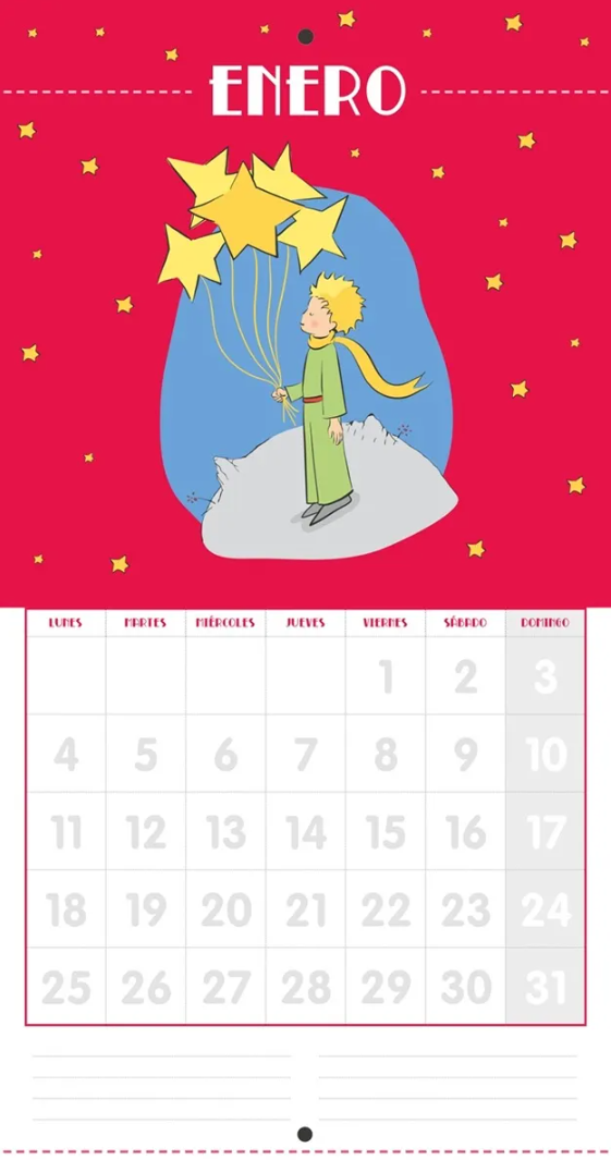 Calendario de pared 2027 El Principito Blanco