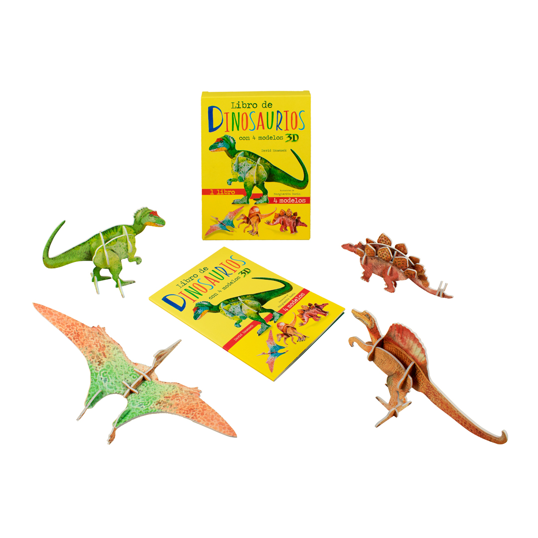 Libro de Dinosaurios con 4 modelos 3D