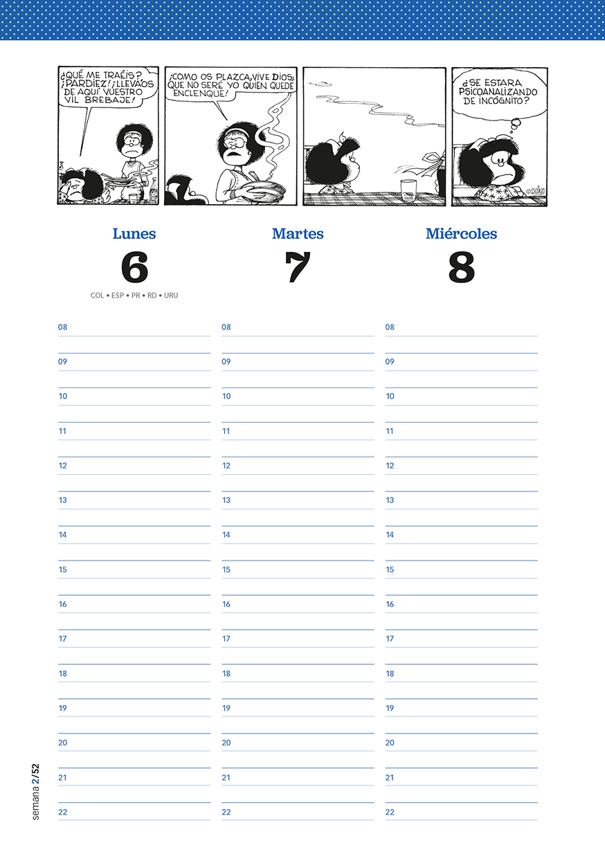Agenda Mafalda 2025 Anillada Columna Verde