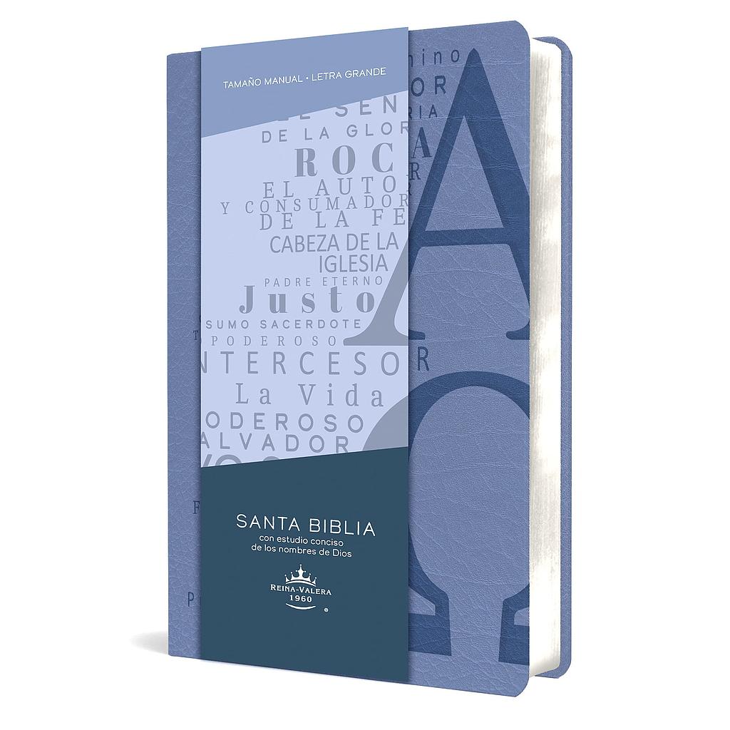 Biblia RVR 1960 letra grande piel azul