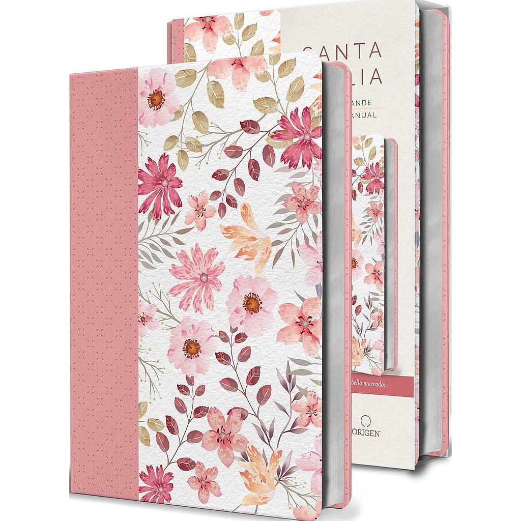 Biblia Reina Valera 1960 letra grande Piel rosada con flores