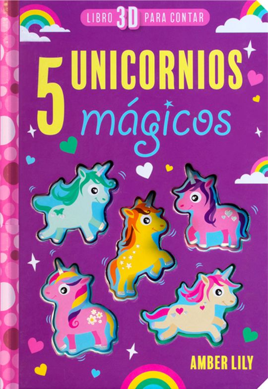 5 Unicornios magicos libro 3D para contar