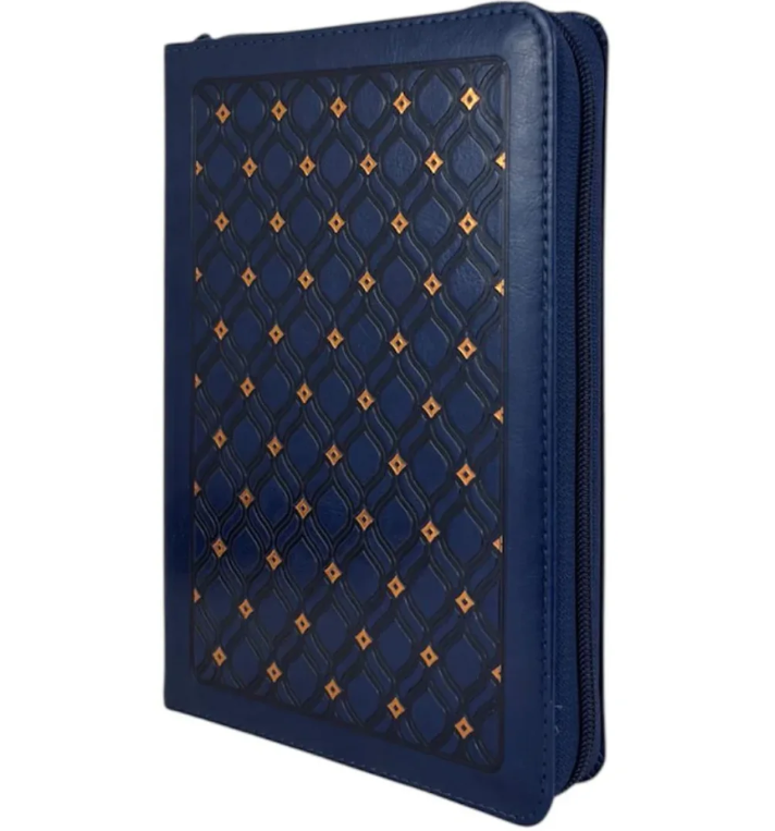 Biblia RVR60 tamaño portatil con cierre, letra grande, azul