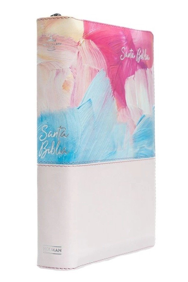Biblia RVR60 tamaño portatil con cierre, letra gigante, multicolor