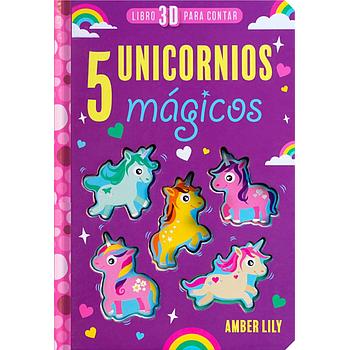 5 Unicornios magicos libro 3D para contar