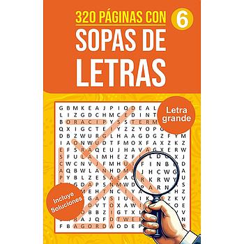 Sopas de letras 6 portada amarilla con lupa