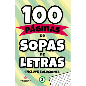 100 Paginas de sopas de letras - portada con rayas